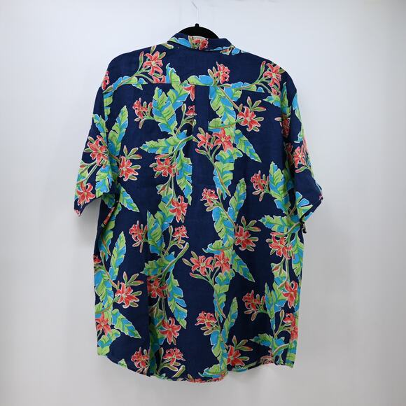 Land's End Mens Linen Hawaiian Tropical Button Up Shirt XL T - Picture 2 of 13